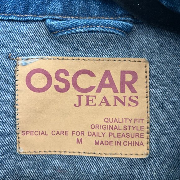 The Creme Shop Denim Jacket Unisex Medium Oscar Jeans Embroidered Blue Cotton - Picture 8 of 14